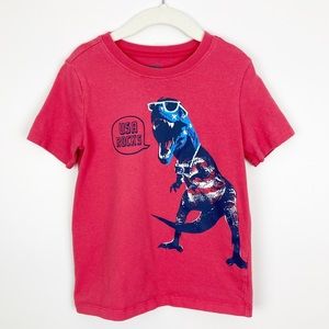 OshKosh B’gosh - 5T Boys Red T-Rex USA Rocks T-Shirt